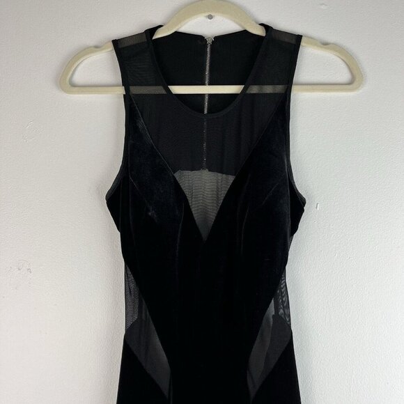 Vtg Betsy & Adam Black Velvet Maxi Dress Size 2 Sheer‎ Cut Out Formal Prom - Picture 8 of 14